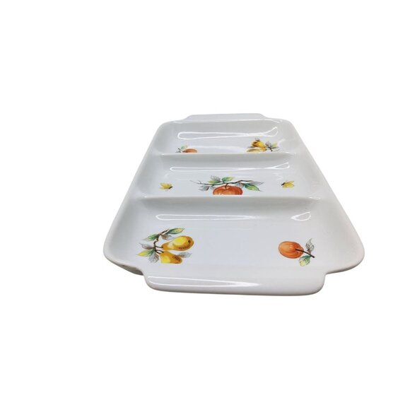 Vintage Andrea by Sadek Oven to Table cookware 8190 Ceramic Orchard Themed Divid - Picture 3 of 5